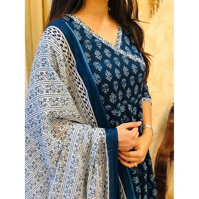 Rayon Anarkali Kurta Pant and Dupatta Set - Image 3