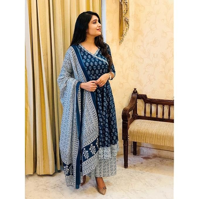 Rayon Anarkali Kurta Pant and Dupatta Set