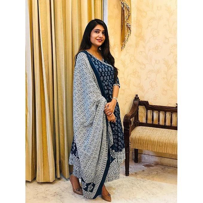 Rayon Anarkali Kurta Pant and Dupatta Set - Image 4
