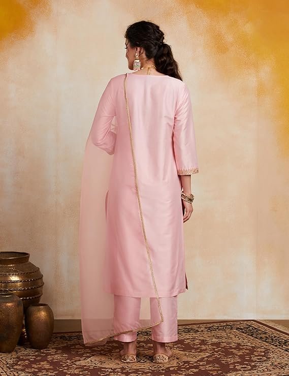 Kurta Pant Set with Organza Dupatta Salwar Suit - Image 3